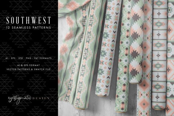 12 Southwest Patterns - Pink Green Gray