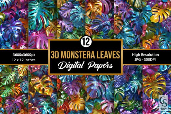 3D Inflated Monstera Leaves Patterns