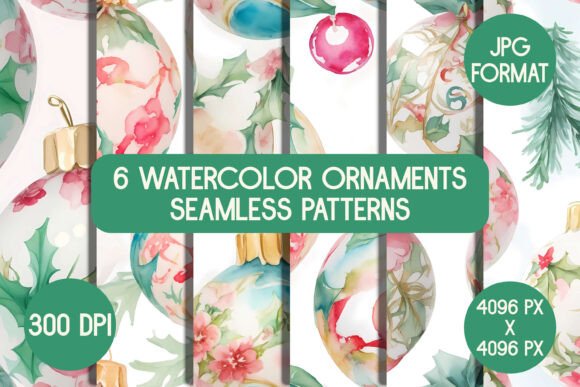 6 Watercolor Christmas Ornament Patterns