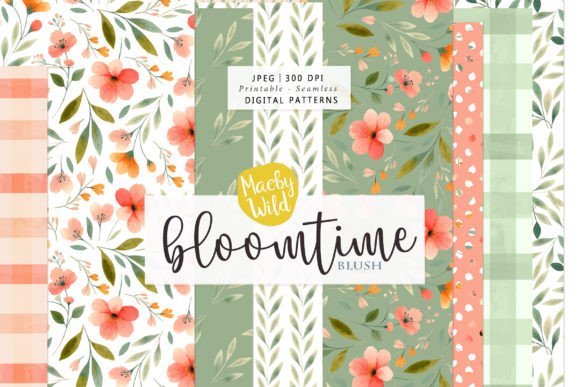 Bloom Time Seamless Watercolor Patterns