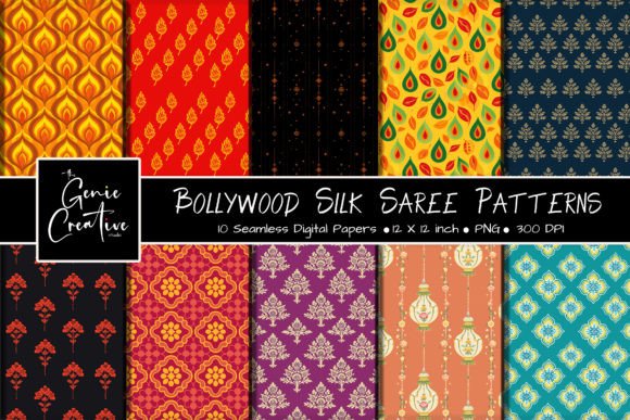 Bollywood Saree Silk Patterns Set: A Versatile Digital Asset for Creative Projects