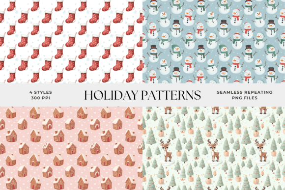 Cute Christmas Holiday Patterns Seamless
