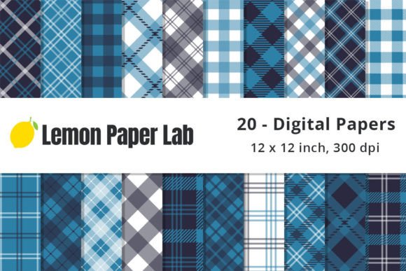 Cute Ocean Blue and Navy Plaid Patterns for Versatile Design Projects