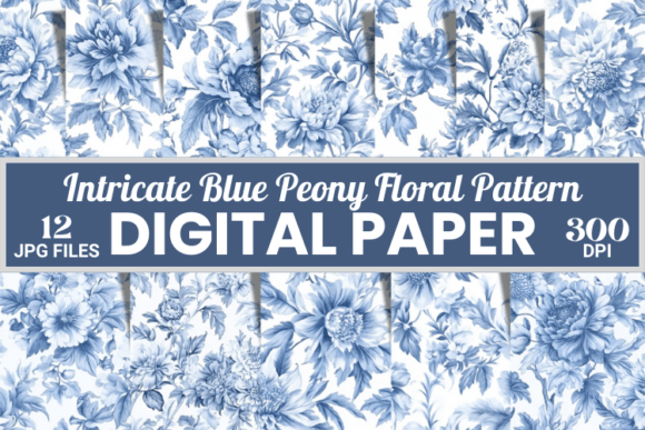 French Toile Blue Background Patterns for Creative Projects and Digital Designs