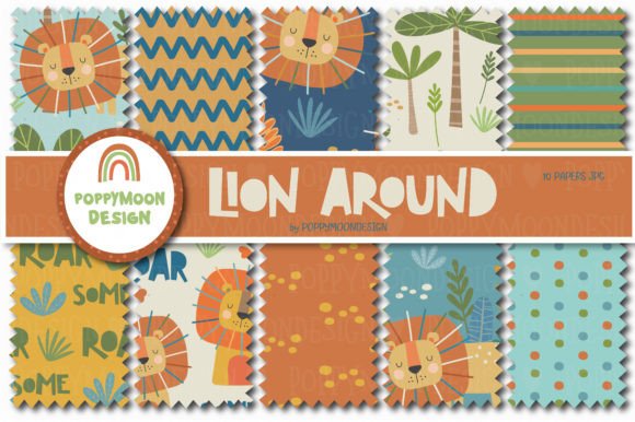 Lions in the Jungle Digital Patterns: A Playful Addition to Your Creative Projects