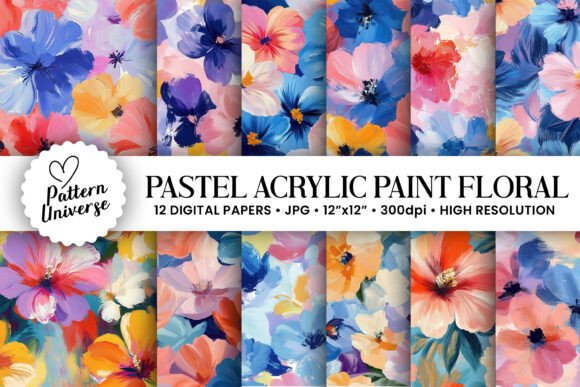 Pastel Acrylic Paint Flower Patterns: A Versatile Digital Resource for Modern Creators