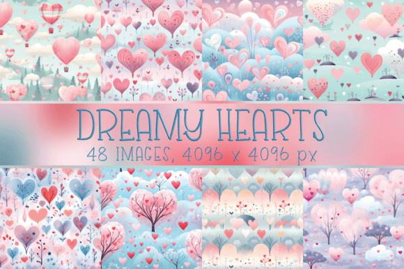 Pastel Dreamy Heart Patterns: A Digital Design Collection for Creative Projects
