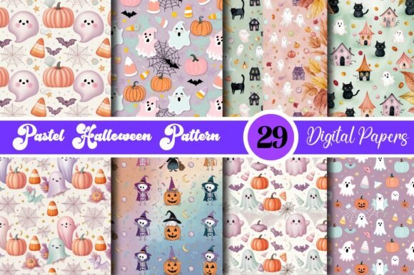 Pastel Halloween Paper Patterns Set – A Versatile Tool for Creative Projects