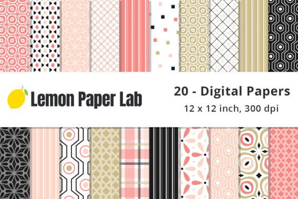 Pink Black Tan Geometric Patterns
