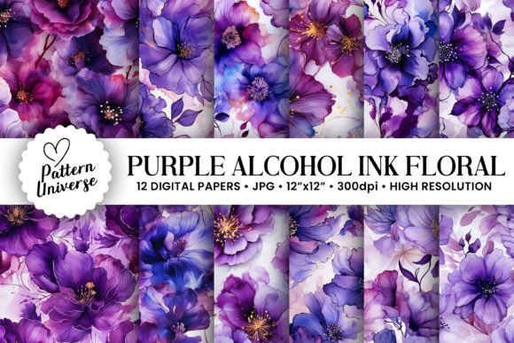 Purple Alcohol Ink Flower Patterns: A Modern Twist on Timeless Design
