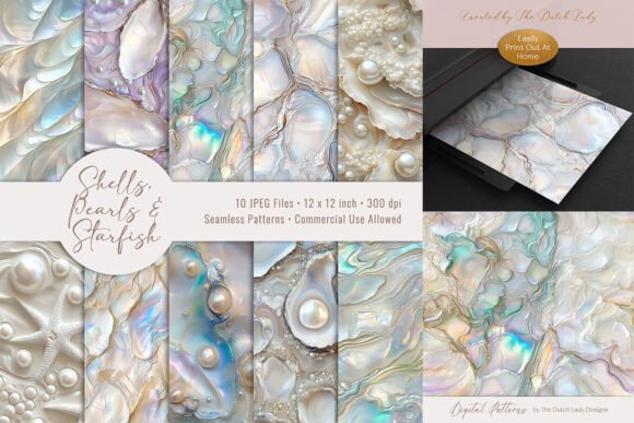 Shells, Pearls Starfish Patterns: A Seamless Design Asset for Creative Projects