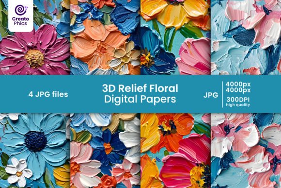 Transform Your Designs with 3D Relief Floral Digital Papers Patterns