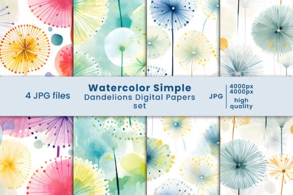 Watercolor Simple Dandelions Patterns: A Delicate Touch for Creative Projects
