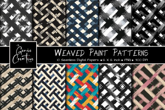 Weaved Paint Seamless Patterns Set